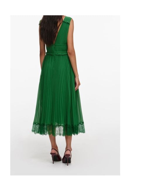 Self-Portrait Green Chiffon Midi Dress