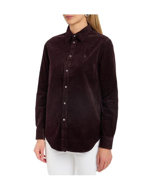 Polo Ralph Lauren Purple Logo-Embroidered Corduroy Shirt