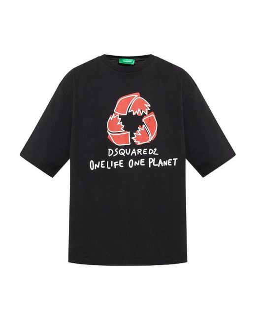 DSquared² Black Graphic Printed Crewneck T-Shirt for men
