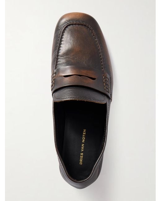 Dries Van Noten Black Block Heel Penny Loafers