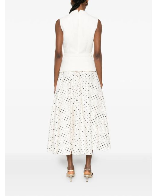 Self-Portrait White Polka-Dot Belted Midi Dress