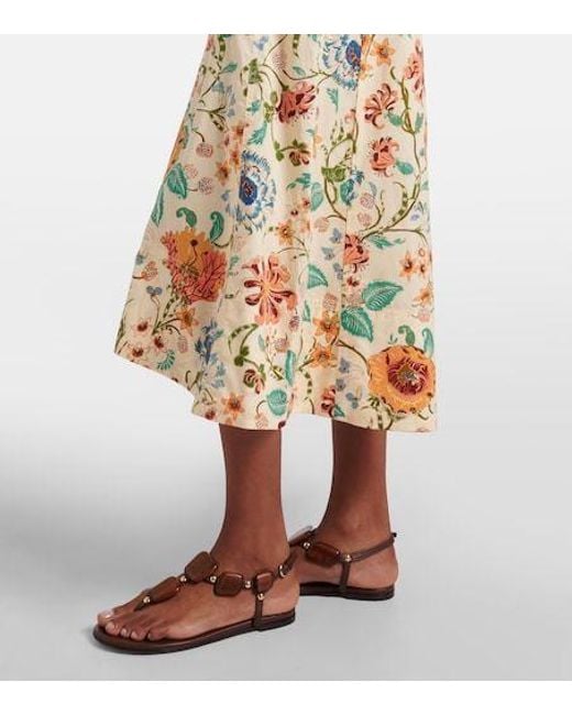 Ulla Johnson Metallic Fiora Floral Cotton Midi Dress