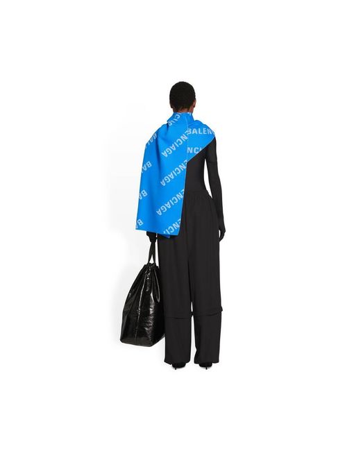 Balenciaga Blue All-Over Logo Scarf