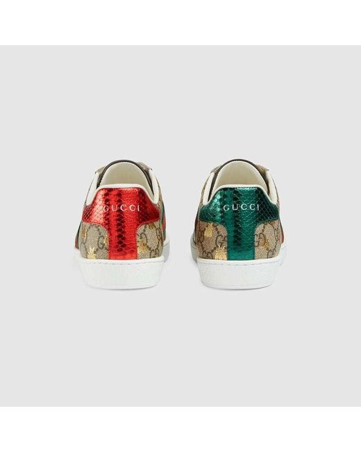 Gucci Green Ace Gg Supreme Lace-Up Sneakers