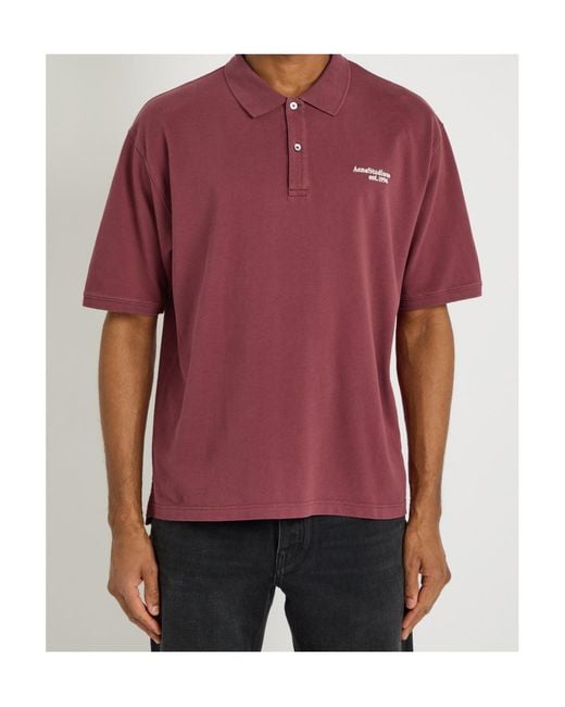 Acne Cotton Polo Shirt Embroidered With Brand Logo for men