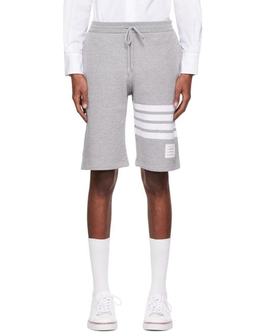 Thom Browne Gray Bar Bermuda Shorts for men