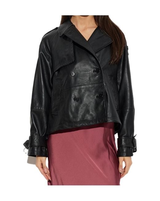 AllSaints Black Long-Sleeved Leather Jacket