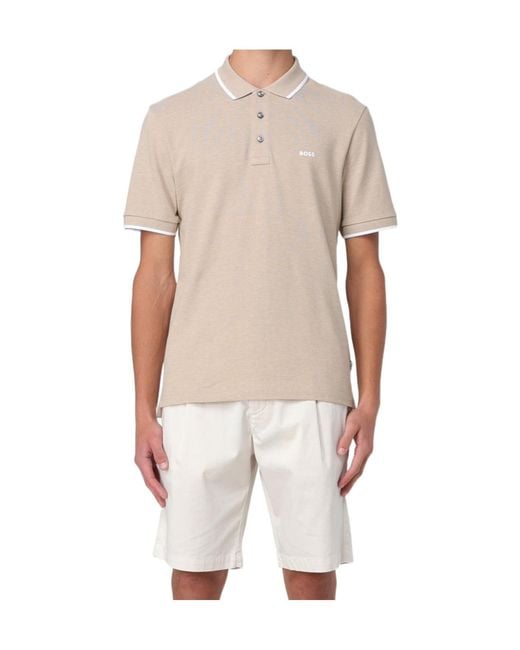 Boss Natural Boss Logo Detailed Straight Hem Polo Shirt for men