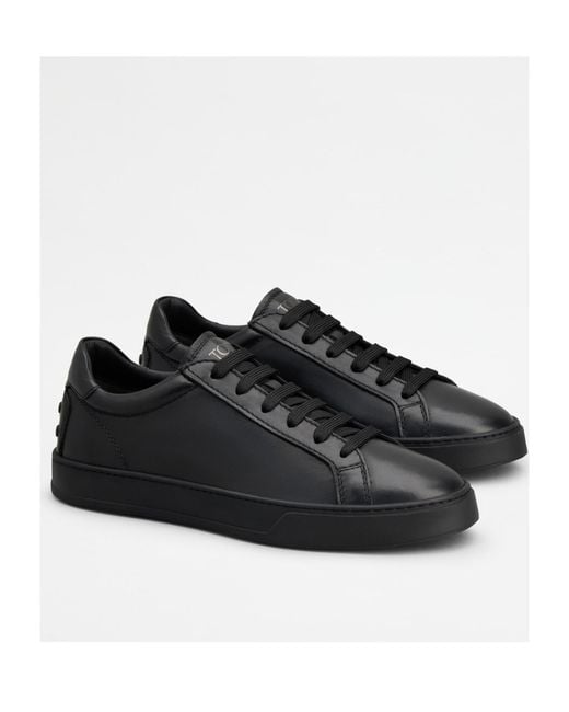 Tod's Black Round-Toe Lace-Up Sneakers for men