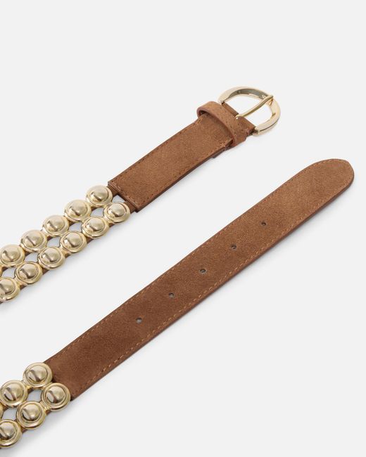 Pinko White Love Stud Embellished Belt