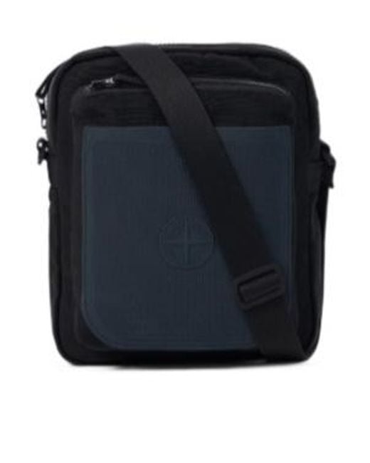 Stone Island Black Zip Messenger Bag for men
