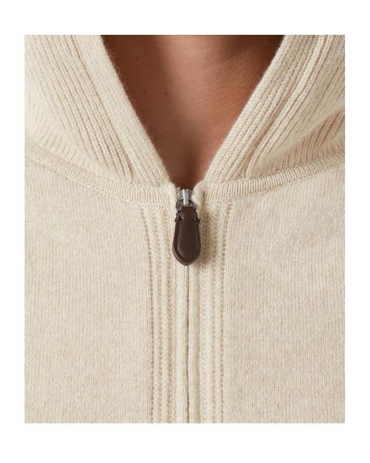 Loro Piana Natural Zip-Up Hooded Cardigan