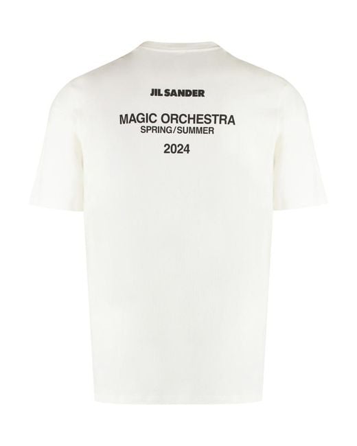 Jil Sander White Logo Printed Crewneck T-Shirt for men