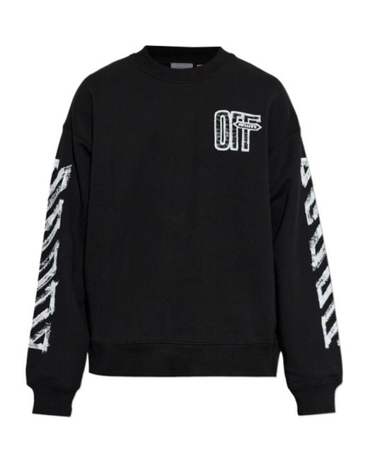 Off-White c/o Virgil Abloh Black Logo Printed Crewneck Sweatshirt for men