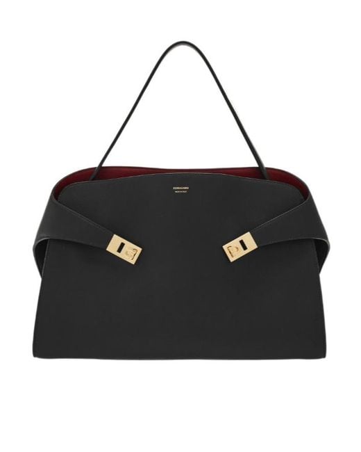 Ferragamo Black Ferragamo Hug Soft Bicolor Large Shoulder Bag