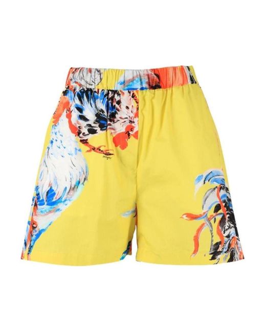 MSGM Yellow Printed Bermuda Shorts