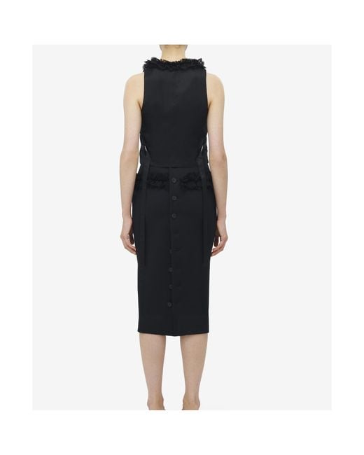 McQueen Black Wool Ruffle Waistcoat