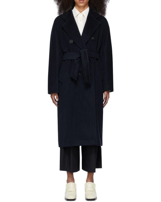 Max Mara Blue Madame Double-Breasted Belted Coat
