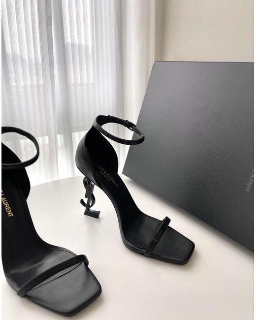 Saint Laurent White Opyum Square-Toe Sandals