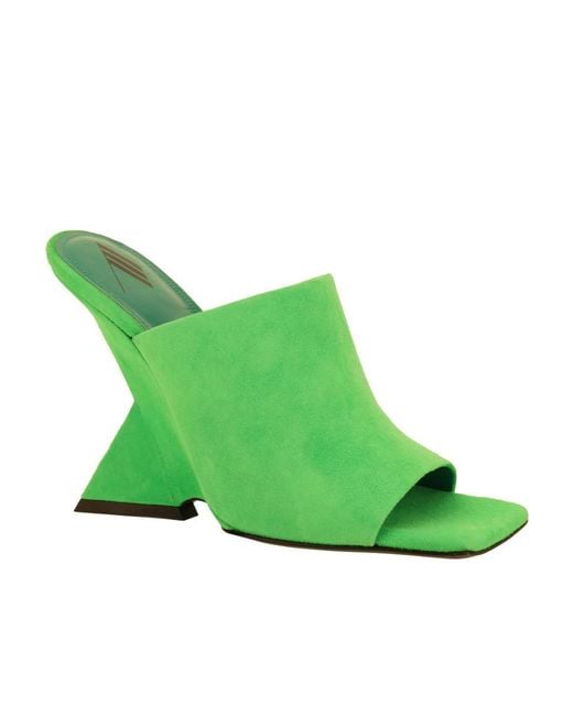 The Attico Green The Cheope Logo Printed Mules