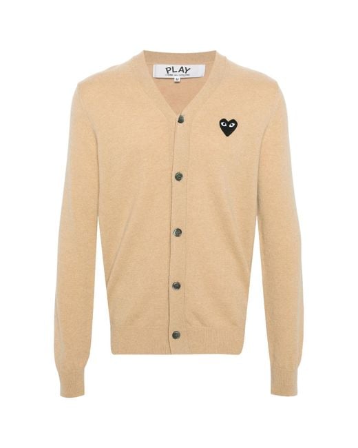 Comme des Garçons Natural Heart-Patch Wool Cardigan for men