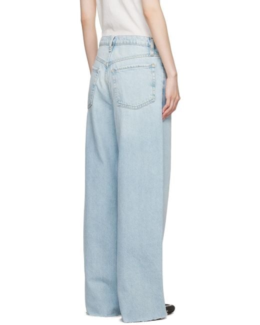 FRAME Women's Blue Le Low Baggy Wide Leg Jeans