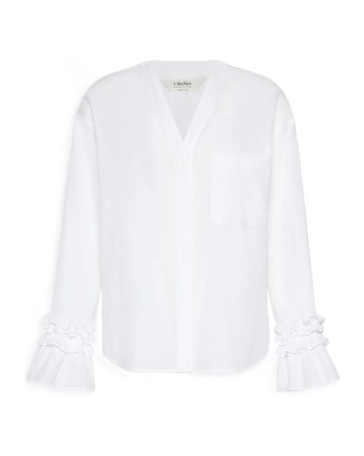 Max Mara White Cotton Muslin Shirt
