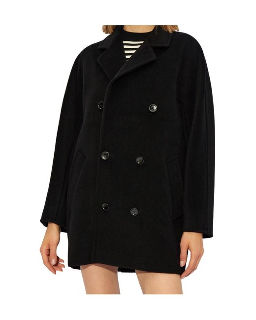 Max Mara Blue Double-Breasted Long-Sleeved Coat