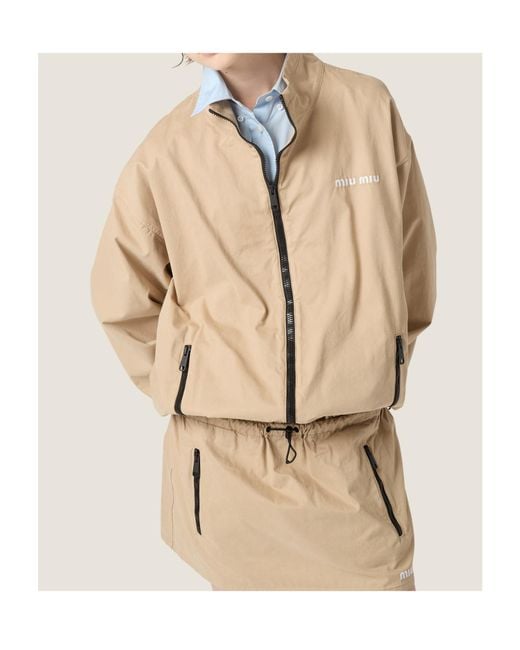 Miu Miu Natural Washed Gabardine Blouson Jacket