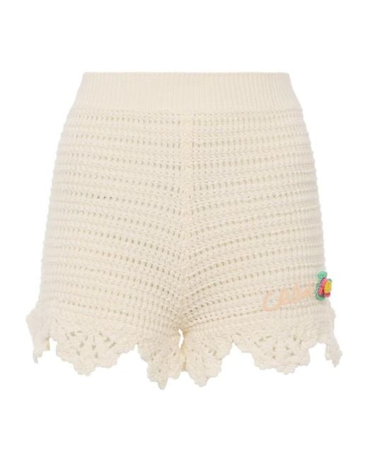 Chloé Natural High-Waisted Scalloped-Trim Cotton Shorts With Embroidered Hem Detail
