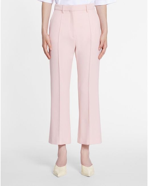 Lanvin Pink Pleated-Detail Flared Cropped Trousers