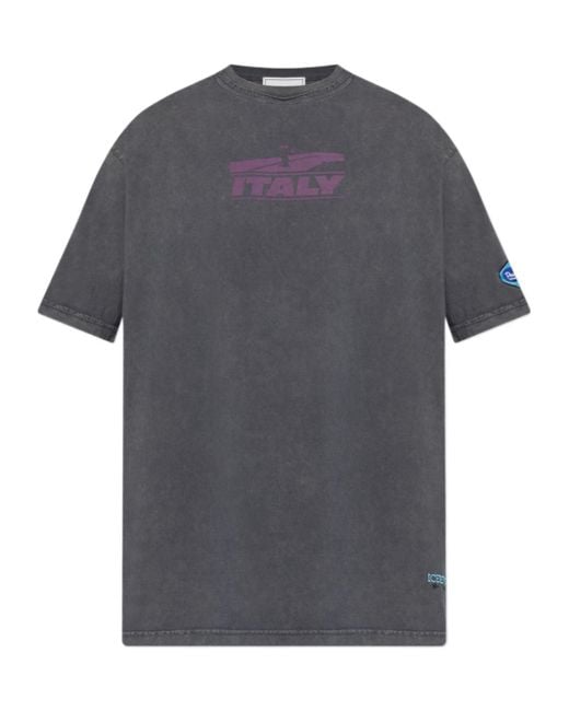 Iceberg Gray Round-Neck Printed T-Shirt for men