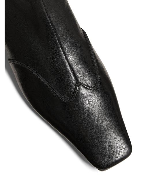 Khaite Black Square-Toe Ankle Boots