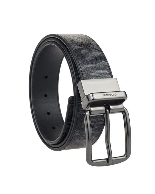 COACH White Logo Belt for men