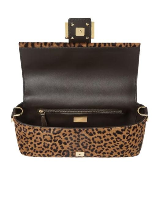 Fendi Brown Baguette Leo Animalier Printed Medium Shoulder Bag
