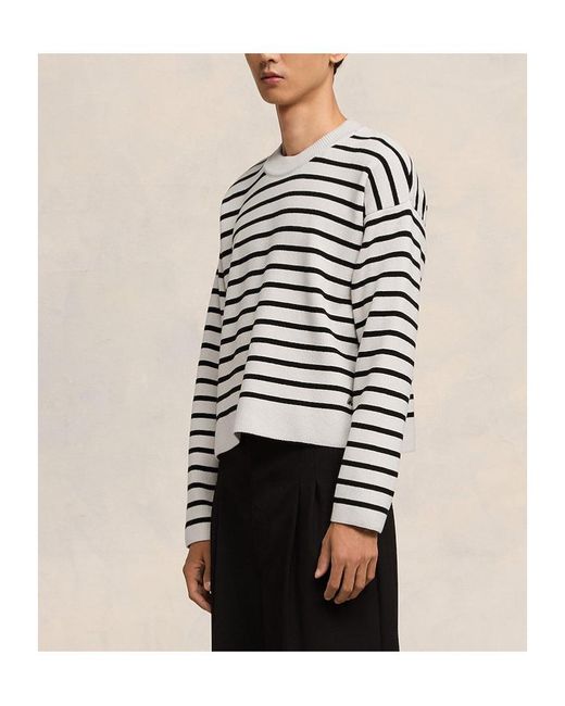 AMI White Ami Striped Long-Sleeved Jumper for men