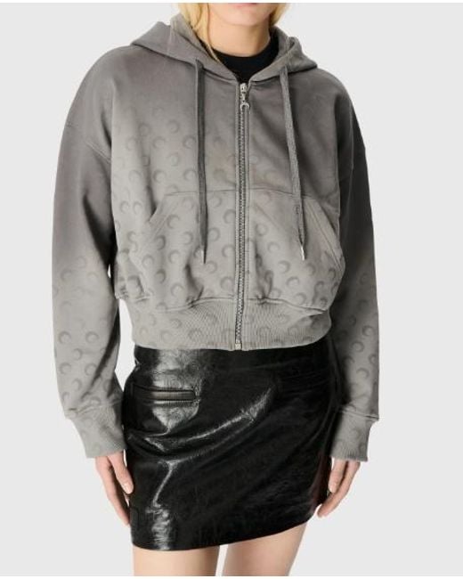 MARINE SERRE Gray Monogrammed Zip-Up Jacket