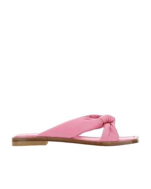 Stuart Weitzman Pink Leather Flat Slippers