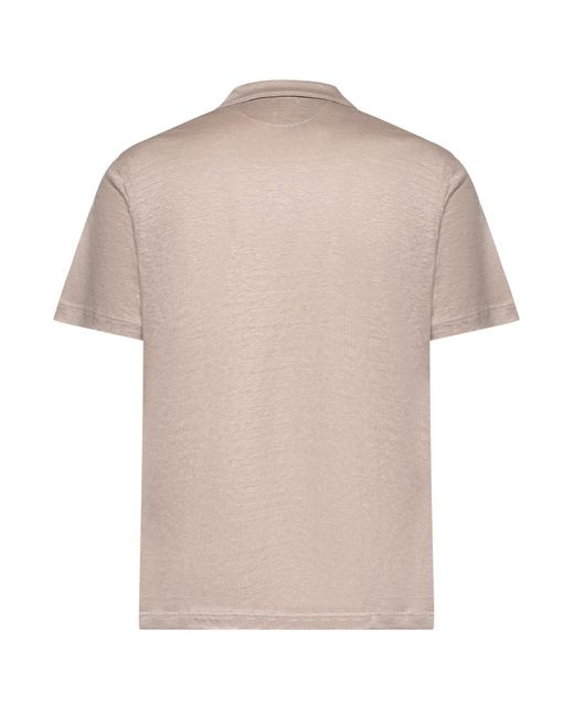Eleventy Pink Open Collar Linen Polo Shirt for men