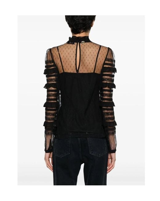 Twinset Black Ruffle-Detail Blouse
