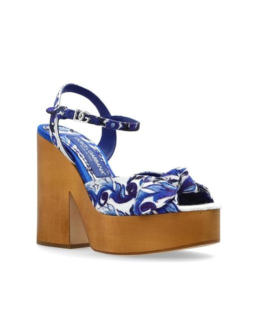 Dolce & Gabbana Blue Majolica Printed Sandals