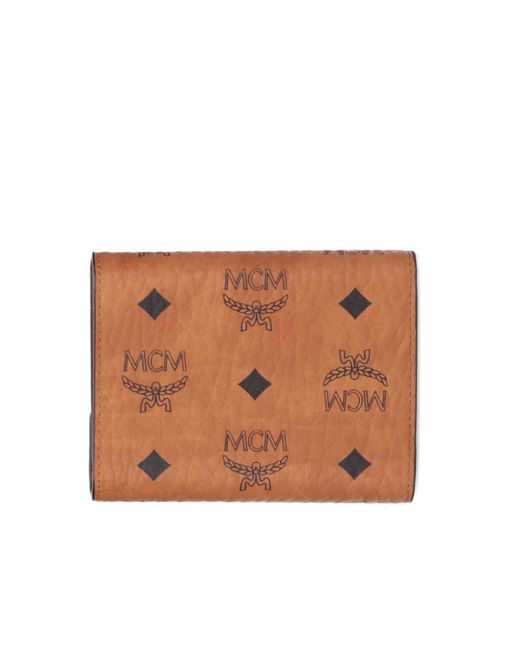 MCM Brown Visetos Monogram Printed Tri-Fold Wallet