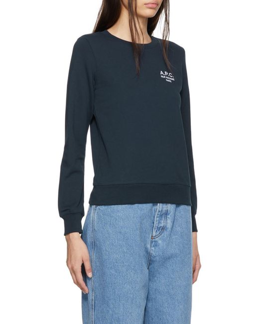 A.P.C. Blue Logo-Print Crewneck Sweater
