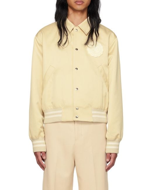 AMI Natural Logo Patch Varsity Jacket for men
