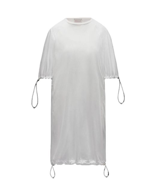 Moncler Gray Drawstring-Trim Midi T-Shirt Dress