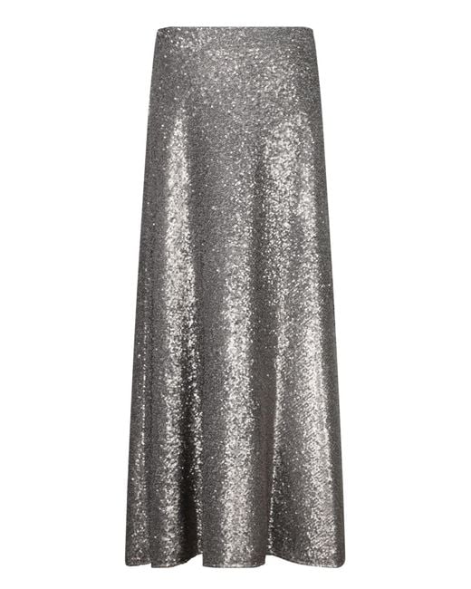 Herno Gray Sequin-Embellished Skirt