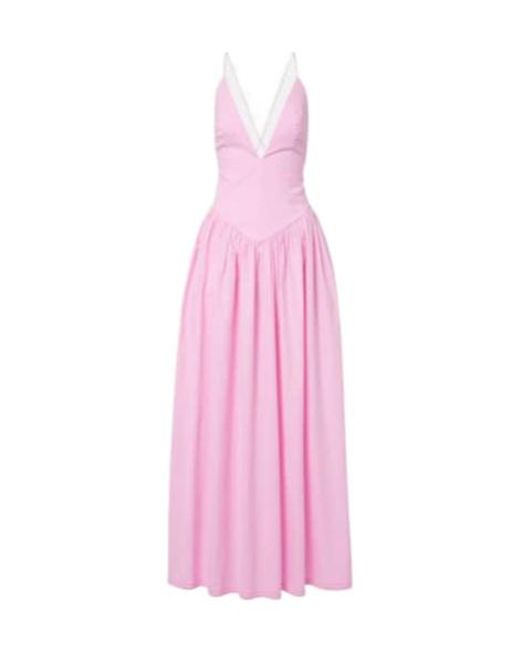 Adriana Degreas Pink Open-Back Cotton Maxi Dress