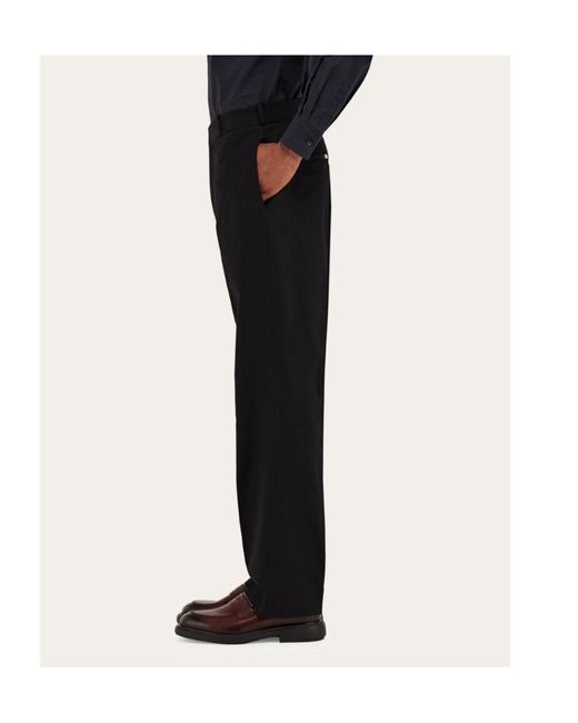 Ferragamo Black Cotton Canvas Pants for men