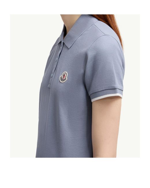 Moncler Blue Logo Patch Cotton Piquet Polo Shirt