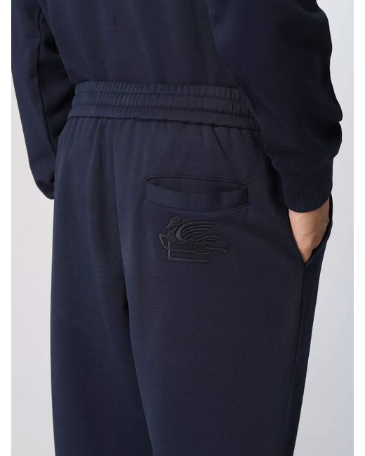 Etro Blue Logo Embroidered Drawstring Tapered Track Pants for men